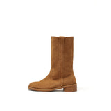 SUEDE LEATHER MIDDLE BOOTS IN CAMEL