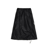 PUCKERING NYLON SKIRT IN BLACK