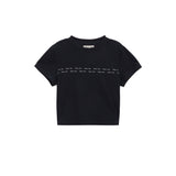 DOUBLE LINE LOGO CROP TOP IN NAVY