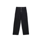 WAVY STITCH ZIPPER COTTON PANTS IN BLACK