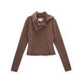 SHAWL COLLAR JERSEY CARDIGAN IN COCOA