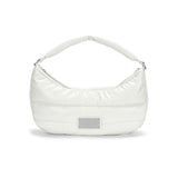 FAUX LEATHER HALF MOON PADDING BAG IN IVORY