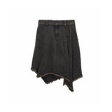 UNBALANCED DENIM SKIRT IN BROWN