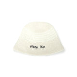 LOGO HAIRY KNIT BUCKET HAT IN IVORY