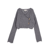 CABLE SHAWL CARDIGAN IN GREY