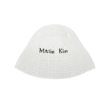 LOGO KNIT BUCKET HAT IN IVORY