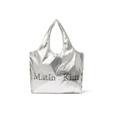 MATIN CRACKED LOGO GLOSSY ECOBAG IN SILVER