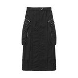 NYLON BIG POCKET CARGO SKIRT IN BLACK