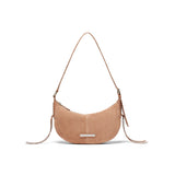 HALF MOON SUEDE LEATHER HOBO BAG IN INDIAN PINK