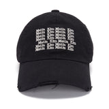 LETTERING WASHED BALL CAP IN BLACK