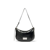 STUD LEATHER HOBO BAG IN BLACK