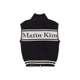 SPELL POINT STRIPE KNIT VEST IN BLACK