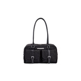 DOUBLE POCKET SPORTY TOTE BAG IN BLACK