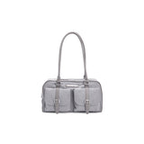 DOUBLE POCKET SPORTY TOTE BAG IN GREY