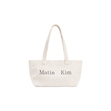 MATIN LOGO CANVAS WIDE SHOULDER BAG IN IVORY