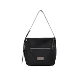 EMBOSSED LOGO FABRIC SHOULDER BAG IN BLACK