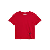MINI LABEL SHIRRING TOP IN RED