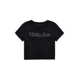 STAMP LOGO GRAPHIC CROP TOP IN BLACK