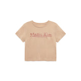 STAMP LOGO GRAPHIC CROP TOP IN BEIGE