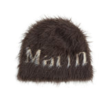 MATIN HAIRY KNIT BEANIE IN BROWN