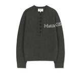MATIN BUTTON POINT HENLEY NECK LOGO KNIT TOP IN CHARCOAL