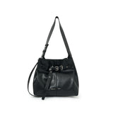 BELTED VOLUNN MID BUCKET BAG IN BLACK