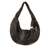 TWIST HANDLE LARGE HOBO BAG IN DARK BROWN