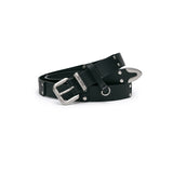 DOUBLE STUD LEATHER BELT IN BLACK