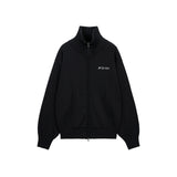 HIGH NECK EMBROIDERED LOGO ZIP UP FOR MEN IN BLACK