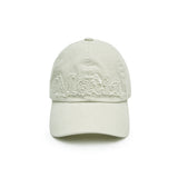 ROUGH CUT APPLIQUE BALL CAP IN LIGHT BEIGE