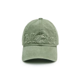 ROUGH CUT APPLIQUE BALL CAP IN LIGHT KHAKI