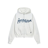 GRAFFITI LOGO HOODY ZIP UP IN WHITE