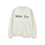 ASYMMETRIC LOGO KNIT PULLOVER IN IVORY
