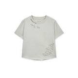 GRAFFITI ROUND HEM CROP TOP IN CREAM