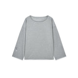 RAW HEM FINISHED BOAT NECK TOP IN GREY