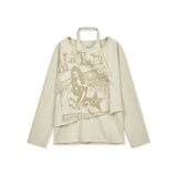 VINTAGE GRAPHIC LAYERED TOP IN BEIGE