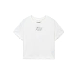 LABEL POINT LETTERING CROP TOP IN WHITE