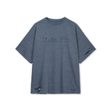 DISTRESSED LOGO TOP IN SMOKE BLUE