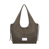 SIDE ZIP SUEDE SHOULDER BAG IN CHARCOAL