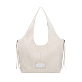 SIDE ZIP SUEDE SHOULDER BAG IN IVORY