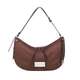 SUEDE ROUND HOBO BAG IN BROWN