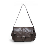 DUAL POCKET MESSENGER BAG IN DARK KHAKI
