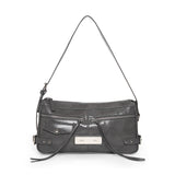SIDE BUCKLE BIKER SHOULDER BAG IN CHARCOAL