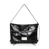 SIDE BUCKLE BIKER BIG BAG IN BLACK