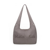 LOGO POINT SUEDE ROUND ECOBAG IN CHARCOAL