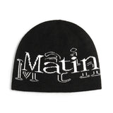 STROKE LOGO JACQUARD BEANIE IN BLACK