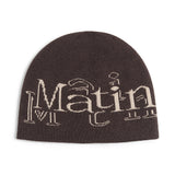 STROKE LOGO JACQUARD BEANIE IN BROWN