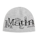 STROKE LOGO JACQUARD BEANIE IN GREY