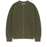 PATCH DETAIL KNIT ZIP UP FOR MEN IN KHAKI