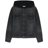 WESTERN PANEL HOODED DENIM JUMPER IN BLACK